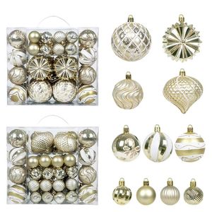 Catzon 48 Pcs Christmas Balls Ornaments Shatterproof for Xmas Tree Wreath-Gold