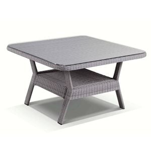 Low Dining 1.2m Square Outdoor Wicker Glass Top Table 1.2m - Brushed Grey