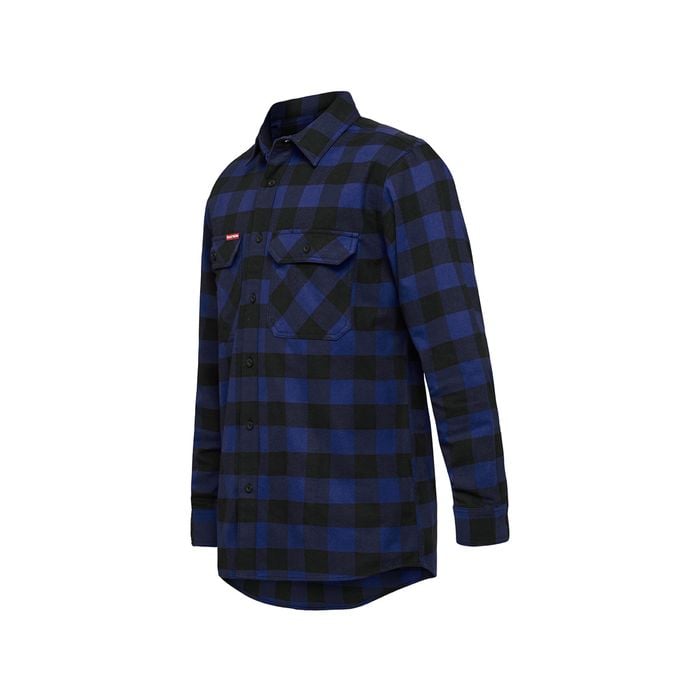 Hard Yakka Blue Check Flannel Foundations Long Sleeve Shirt - Size L