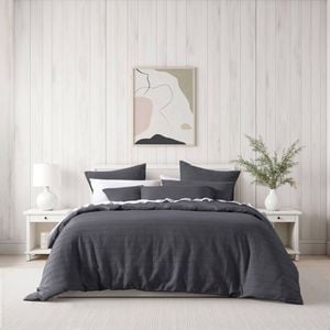 Bianca Kahlani Super King Charcoal Polyester Quilt Cover Set