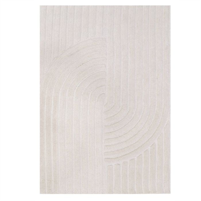 Contemporary Handwoven Wool Rug-Mavis 6363-Ivory-110x160cm