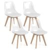 Costway 4x Clear Dining Chair Kitchen Vanity Office PU Cushion White