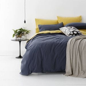 Park Avenue Vintage Washed Cotton Blue Quilt Cover Set