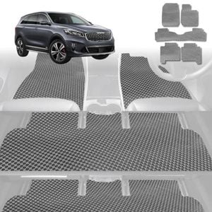 6D Diamond Car Floor Mats for Kia Sorento 2015-2020-Ultimate Set-Grey-Outback GT