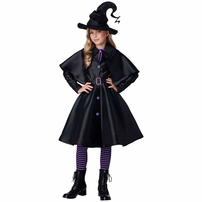 Witch's Coven Coat Wicked Sorceress Story Book Week Child Girls Costume M