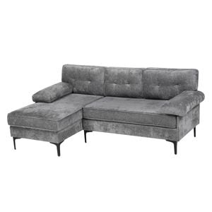 Advwin 3 Seater Sofa L-Shape Chenille Lounge Couch w/ Reversible Chaise Grey