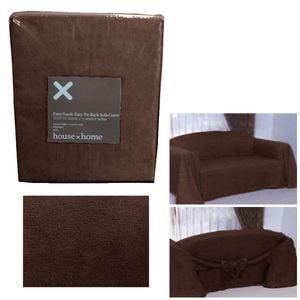Chocolate Faux Suede Easy Tie Back Sofa Cover 1 to 2 Seater 230 x 370 cm
