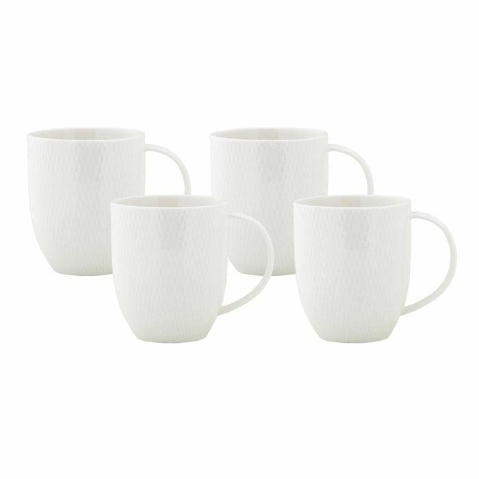 4pc Maxwell & Williams White Basics Diamonds Coupe Porcelain 420ml Mug