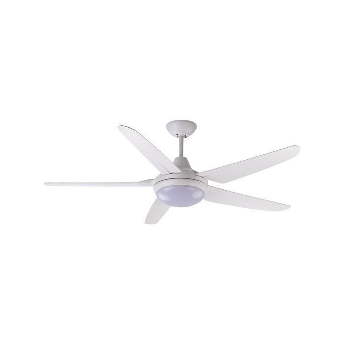 Mercator 135cm White 5 Blades Gladis Ceiling Fan With Tricolour LED