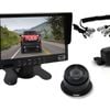 Elinz Caravan 2x Camera Reversing 4PIN CCD Kit System Trailer Cable 7" Monitor HD 12V/24V Black