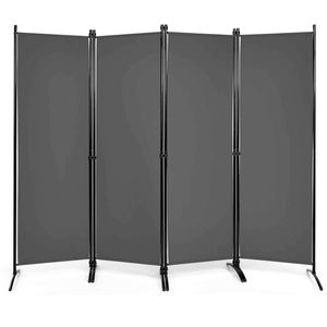 Costway 4-Panel Room Divider Privacy Screen 173x220cm-Grey