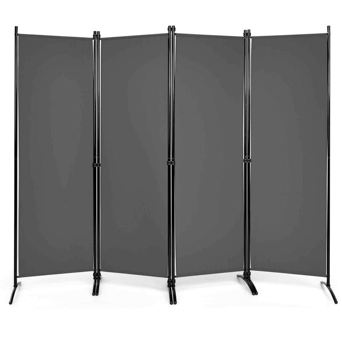 Costway 4-Panel Room Divider Privacy Screen 173x220cm-Grey