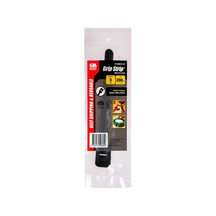 Gardner Bender 203mm Black Hook And Loop Cable Ties - 5 Pack