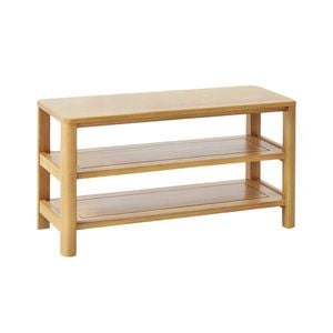 Miuz Solid Timber American Oak Wood Shoe Bench Shelf With Storage Rack