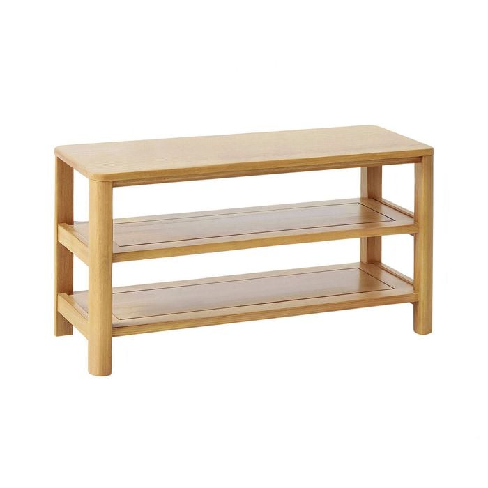 Miuz Solid Timber American Oak Wood Shoe Bench Shelf With Storage Rack