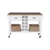Leura Belle Kitchen Island Bench In Brushed White With Natural Timber Top