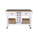 Leura Belle Kitchen Island Bench In Brushed White With Natural Timber Top