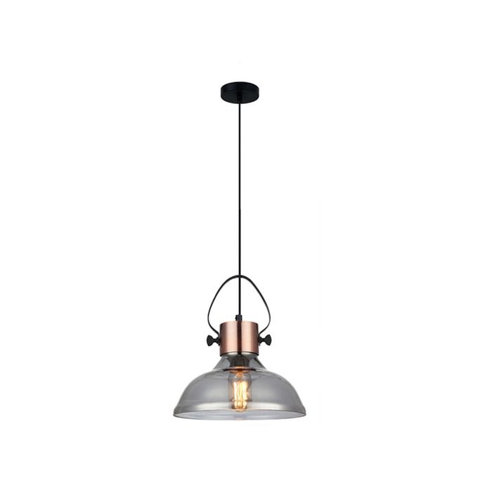 CLA Lighting FUMOSO Copper Plate with Smoke Glass Flat Top Pendant Light - Dome