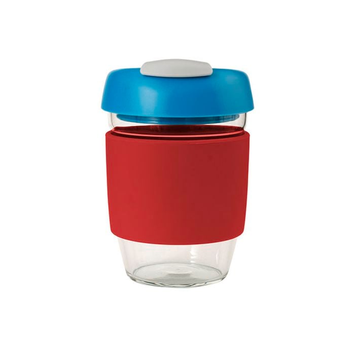 Avanti Go Cup Glass 296ml Red/Aqua/Grey