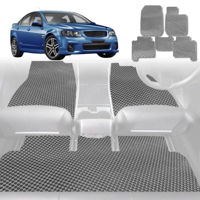 6D Diamond Car Floor Mats for Holden Commodore 2013-2017-Full Set-Grey-Outback GT