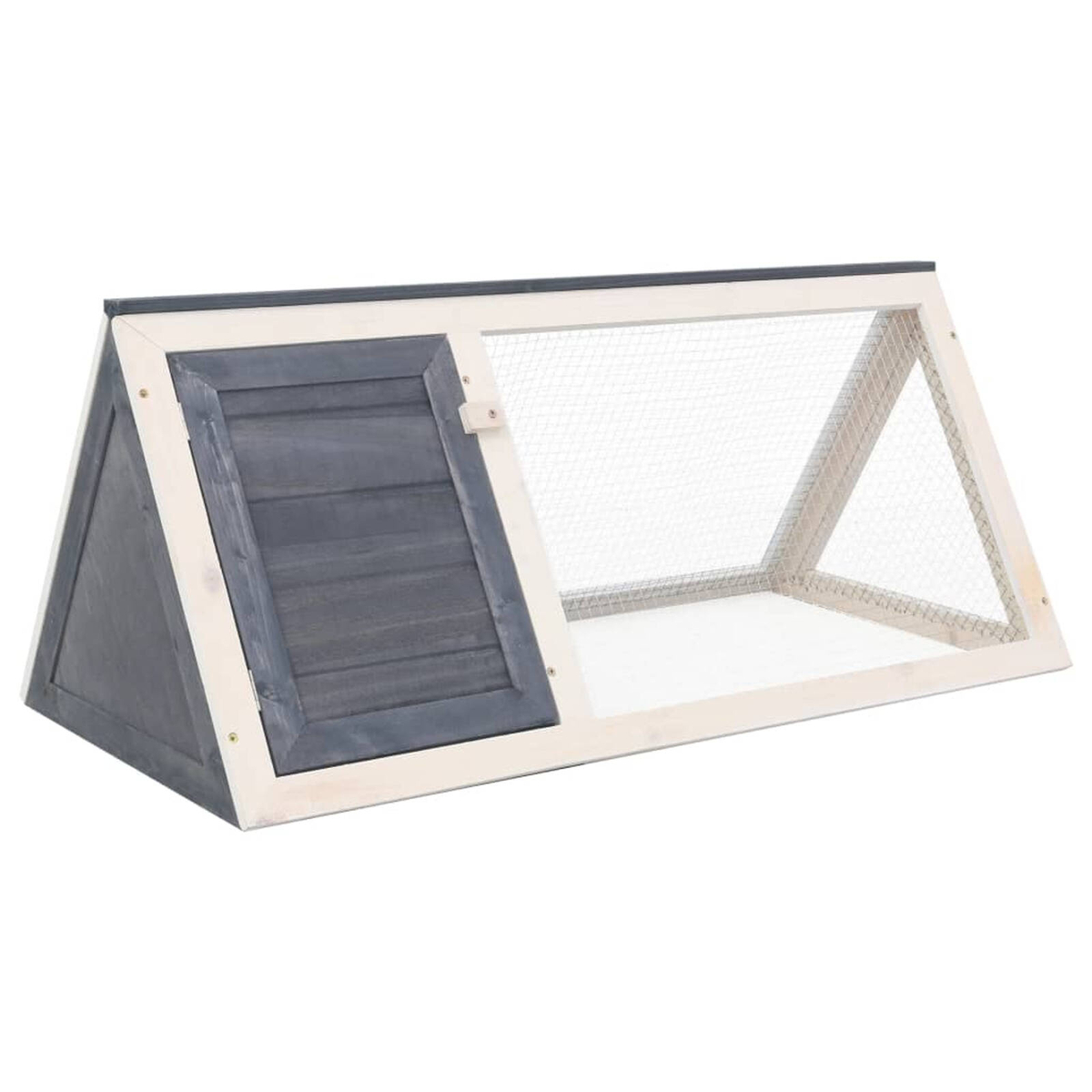 vidaXL Animal Rabbit Cage Grey Wood Triangle Weather Resistant Bunny ...