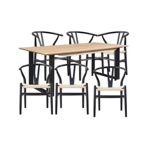 Aconite 7pc 180cm Dining Table Set 6 Wishbone Chair Solid Messmate Timber Wood