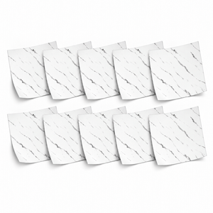 SOGA Peel & Stick Floor and Wall Tiles 30 x 30cm 10 Pack White Faux Marble