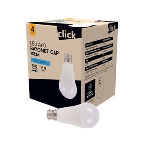 Click A60 BC LED 1400lm Cool White 11.9W Globe - 4 Pack