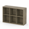 Roomo 6-Cube Storage Cabinet, Grey Wooden Bookshelf & Shoe Rack, Freestanding Organizer for Home & Office