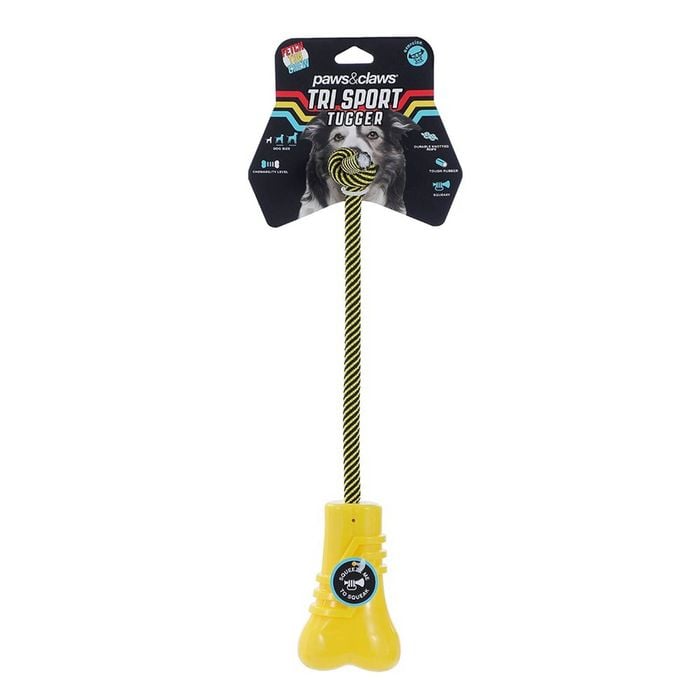 Paws & Claws Tri Sport Bone Tugger Dog/Pet Toy Yellow 23x7.6x5.8cm