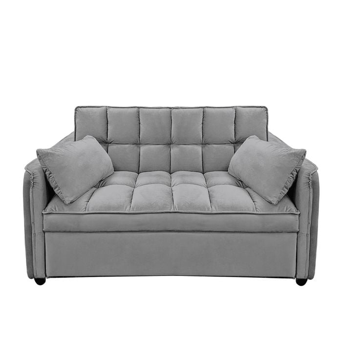 Sarantino Quincy Tufted 2-Seater Velvet Sofa Bed - Dark Grey