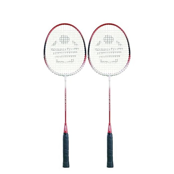 Cosco CB-88 Alloy Steel Strung Badminton Racquet With Free Head cover Red/Black Pack of 2 Maximum String Tension - 20lbs
