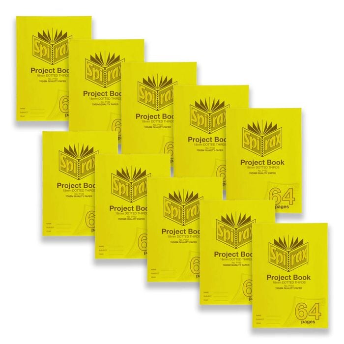 10pc Spirax P162 Project Book Large 18mm Dotted Thirds 96-pages Notebook Yellow