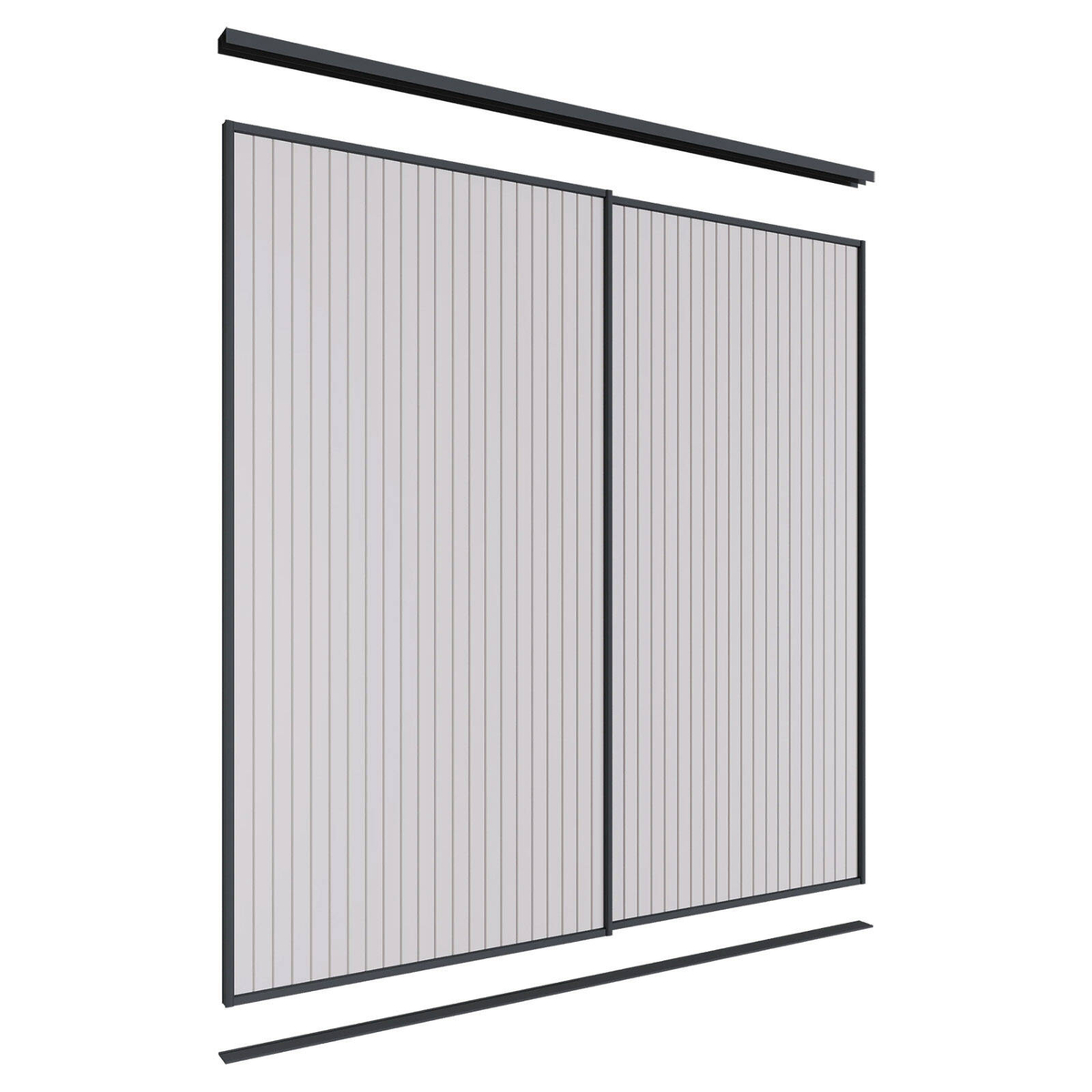 Lugna 2400 x 1801-2400mm Black VJ Panels Wardrobe Double Sliding Doors ...