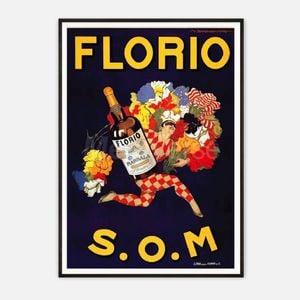 Galrie Vintage Florio Marsala Wine Advertising Poster Art Print for Home Decor, Black Frame, 50 x 70cm (20 x 28inch)