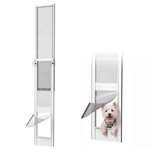 Advwin Aluminum Dog Door for Sliding Door, Pet Screen Door 113‑214cm Adjustable Height
