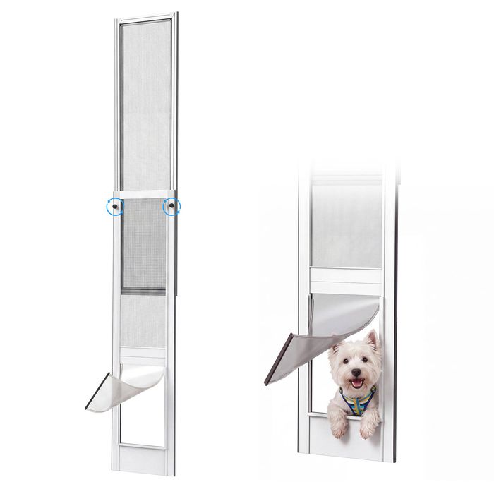 Advwin Aluminum Dog Door for Sliding Door, Pet Screen Door 113‑214cm Adjustable Height