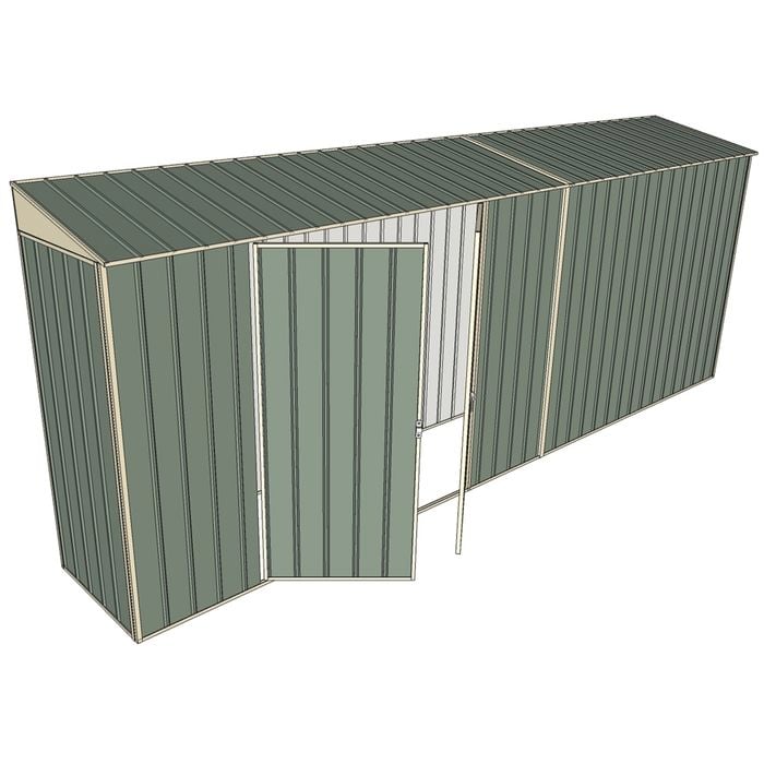 Build-a-Shed 0.8 x 5.2 x 2m Skillion Shed with Double Hinged Side Doors - Green
