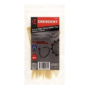 Crescent 150 x 3.6mm Extra High Temperature Cable Ties – 50 Pack