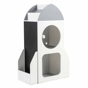 Costway Kid Bookshelf Rocket Toy Storage Organizer Chalkboard Wooden