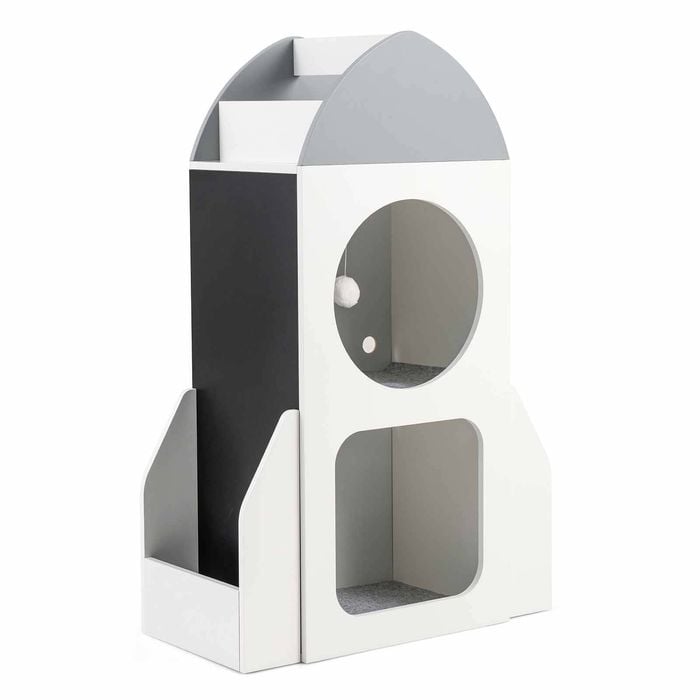 Costway Kid Bookshelf Rocket Toy Storage Organizer Chalkboard Wooden
