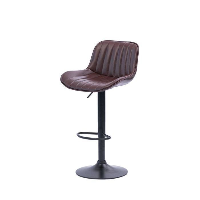 Urban Style Frank Bar Stools Gas Lift Black Metal Brown Pu Pair