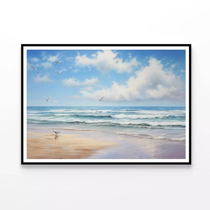 Birds Flying Over a Beach  Print 100% Australian Made 120x90cm  (Poster)