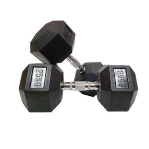 Morgan Rubber Hex Dumbbells - Pair [25kg]