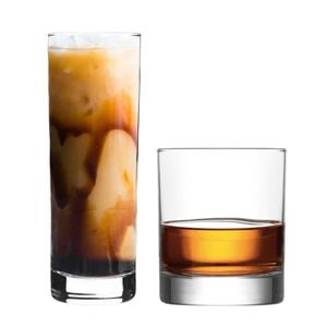 LAV 12 Piece Ada Glassware Set - Modern Highball Collins Cocktail Glasses, Whiskey Tumblers - Fine Rim - 315ml | 320ml