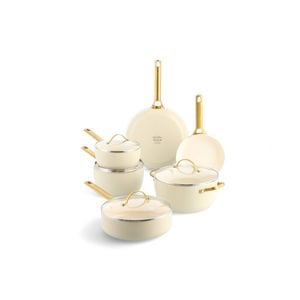 14pc Greenpan Padova Set Ceramic Coating Non-Stick Cooking Pan Cream White