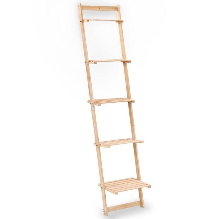 vidaXL Ladder Wall Shelf Cedar Wood Storage Stand Display Rack Home Organiser
