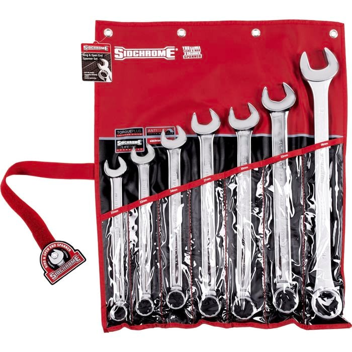 Sidchrome 7 Piece Metric Ring & Open End Spanner Set