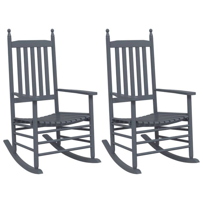 vidaXL Rocking Chairs with Curved Seats Armchair 2 pcs Grey Poplar