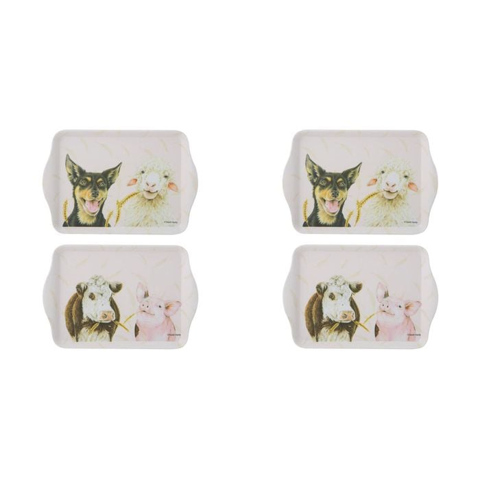 2x 2pc Ashdene Farmyard Faces Serving Platter Scatter Tray